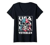Femme Retro Forever Soldiers Always Heroes Journée des anciens combattants T-Shirt avec Col en V