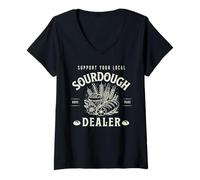 Femme Retro Funny Support Your Local Levain Dealer Bread Makers T-Shirt avec Col en V