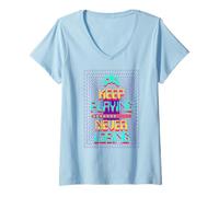 Femme Retro Gamer Keep Play Never Losing Arcade Gaming T-Shirt avec Col en V