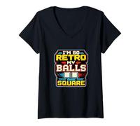 Femme Retro Gamer Pixel Arcade 8 Bits Gaming Humour T-Shirt avec Col en V