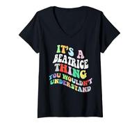 Femme Retro Groovy, C'est Un Truc de Béatrice Que Vous ne comprendriez Pas T-Shirt avec Col en V