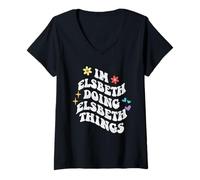 Femme Retro Groovy Im Elsbeth Doing Elsbeth Things Funny Mother's T-Shirt avec Col en V