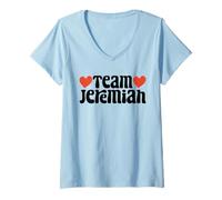 Femme Retro Groovy Team Jeremiah I Love Jeremiah I Heart Jeremiah T-Shirt avec Col en V