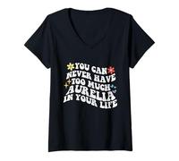 Femme Retro Groovy, Vous ne Pourrez jamais Avoir trop d'Aurelia dans Votre Corps T-Shirt avec Col en V