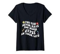Femme Retro Groovy : vous ne pourrez jamais avoir trop de gitans dans votre vie T-Shirt avec Col en V