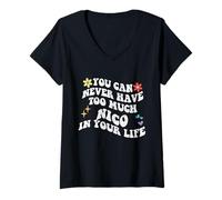 Femme Retro Groovy, Vous ne Pourrez jamais Avoir trop de Nico dans Votre Vie T-Shirt avec Col en V
