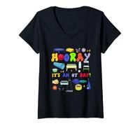 Femme Retro Hooray It's an OT Day ergothérapie pédiatrique T-Shirt avec Col en V