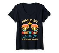 Femme Rétro June Is My Birthday Yes The Whole Month pour homme et femme T-Shirt avec Col en V