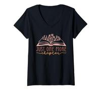 Femme Rétro Just One More Chapter Vintage Reading Nerd Book Lover T-Shirt avec Col en V