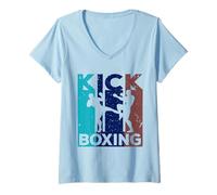 Femme Rétro Kickboxing Femme T-Shirt avec Col en V