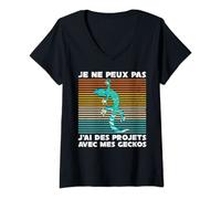Femme Retro Lézard Je Ne Peux Pas J'Ai Des Projets Avec Mes Geckos T-Shirt avec Col en V
