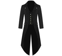 Femme Rétro Manteau Long Steampunk Gothique Médiéval Veste Renaissance Deguisement Costume Noir M