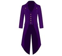 Femme Rétro Manteau Long Steampunk Gothique Médiéval Veste Renaissance Deguisement Costume Violet S