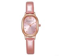 Femme Rétro Minimaliste Cadran ovale Quartz PU Cuir PU Couronne Spirale Quotidien Élégant Classique (Rose)