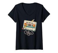 Femme Retro Mixtape Volume 1 Cassette Graphique Musique Lovers Vintage T-Shirt avec Col en V