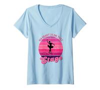 Femme Retro My Heart Is On That Stage Dance Mom Ballerines vintage T-Shirt avec Col en V