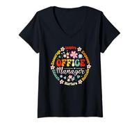 Femme Retro Office Manager Appreciation - Cute School Admin Staff T-Shirt avec Col en V