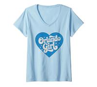 Femme Rétro Orlando Girl Throwback City Orlando Girls T-Shirt avec Col en V