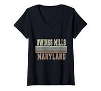 Femme Rétro Owings Mills Maryland T-Shirt avec Col en V