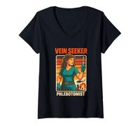 Femme Rétro Phlébotomiste Femme Action Blague Médical Sang Draw T-Shirt avec Col en V