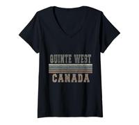 Femme Retro Quinte West Canada T-Shirt avec Col en V