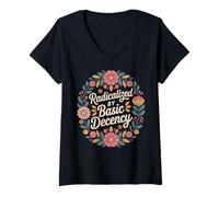 Femme Rétro radicalisé par Basic Decency Vintage Wild Floral Women T-Shirt avec Col en V