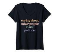 Femme Rétro : se soucier des autres n'est pas politique T-Shirt avec Col en V