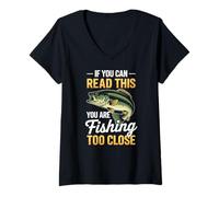 Femme Rétro si vous pouvez lire ce pêcheur drôle qui pêche de trop près T-Shirt avec Col en V