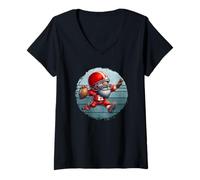 Femme Retro Sunset With American Football Sunday Gnome For Funday T-Shirt avec Col en V