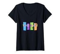 Femme rétro troisième année génial mathématiques lecture grammaire enseignant T-Shirt avec Col en V