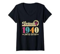 Femme Retro Vintage 1940 Limited Edition 1940 Birthday T-Shirt avec Col en V
