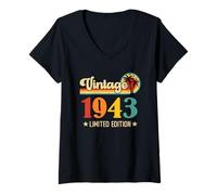 Femme Retro Vintage 1943 Limited Edition 1943 Birthday T-Shirt avec Col en V
