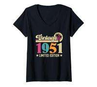 Femme Retro Vintage 1951 Limited Edition 1951 Birthday T-Shirt avec Col en V