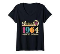 Femme Retro Vintage 1964 Limited Edition 1964 Birthday T-Shirt avec Col en V