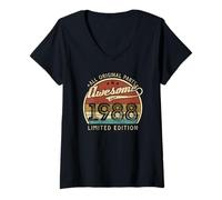 Femme Rétro Vintage 1988 Édition limitée 38ème Anniversaire 38 Ans T-Shirt avec Col en V