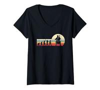 Femme Retro Vintage Cello Lover Human Evolution Cello T-Shirt avec Col en V