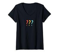 Femme Retro Vintage Question Mark T-Shirt avec Col en V