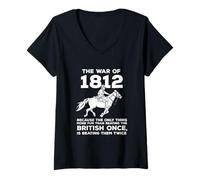 Femme Retro War 1812 Histoire Bataille Drôle Patriotique American Pride T-Shirt avec Col en V