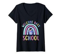 Femme Retro Welcome Back to School Teacher Appreciation Boys Girls T-Shirt avec Col en V