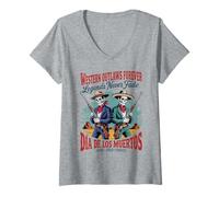 Femme Rétro Western Outlaws Forever - Cowboy Day T-Shirt avec Col en V