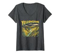 Femme Retro Yellowstone National Park Vintage Style Classic T-Shirt avec Col en V