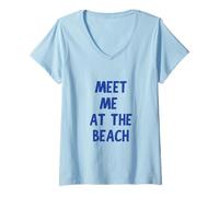Femme Retrouvez-Moi à la Plage T-Shirt avec Col en V