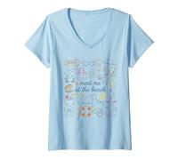 Femme Retrouvez-Moi à The Beach Summer Vacation Vibes T-Shirt avec Col en V