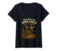 Femme Retrouvez-Moi au Dove Field Camo Hunting Season Dove Hunter T-Shirt avec Col en V
