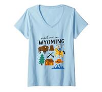 Femme Retrouvez-Moi dans Le Wyoming Cowboy Buffalo Mountain T-Shirt avec Col en V