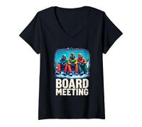 Femme Réunion du Conseil d'administration : skieurs sur télésiège dans Une scène enneigée T-Shirt avec Col en V