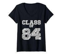 Femme Réunion Retro Class of 84 pour Les Anciens de 1984 T-Shirt avec Col en V
