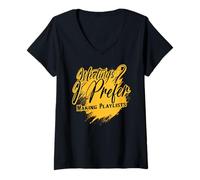 Femme Réunions Que Je préfère Faire des listes de Lecture | Art des Amateurs de Musique T-Shirt avec Col en V