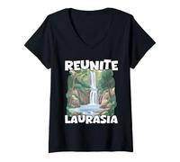 Femme Reunite Laurasia Plaque tectonique Géologue Chasse Roches T-Shirt avec Col en V