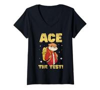 Femme Réussir Le Test Enseignant Examen Score Journée De Test T-Shirt avec Col en V